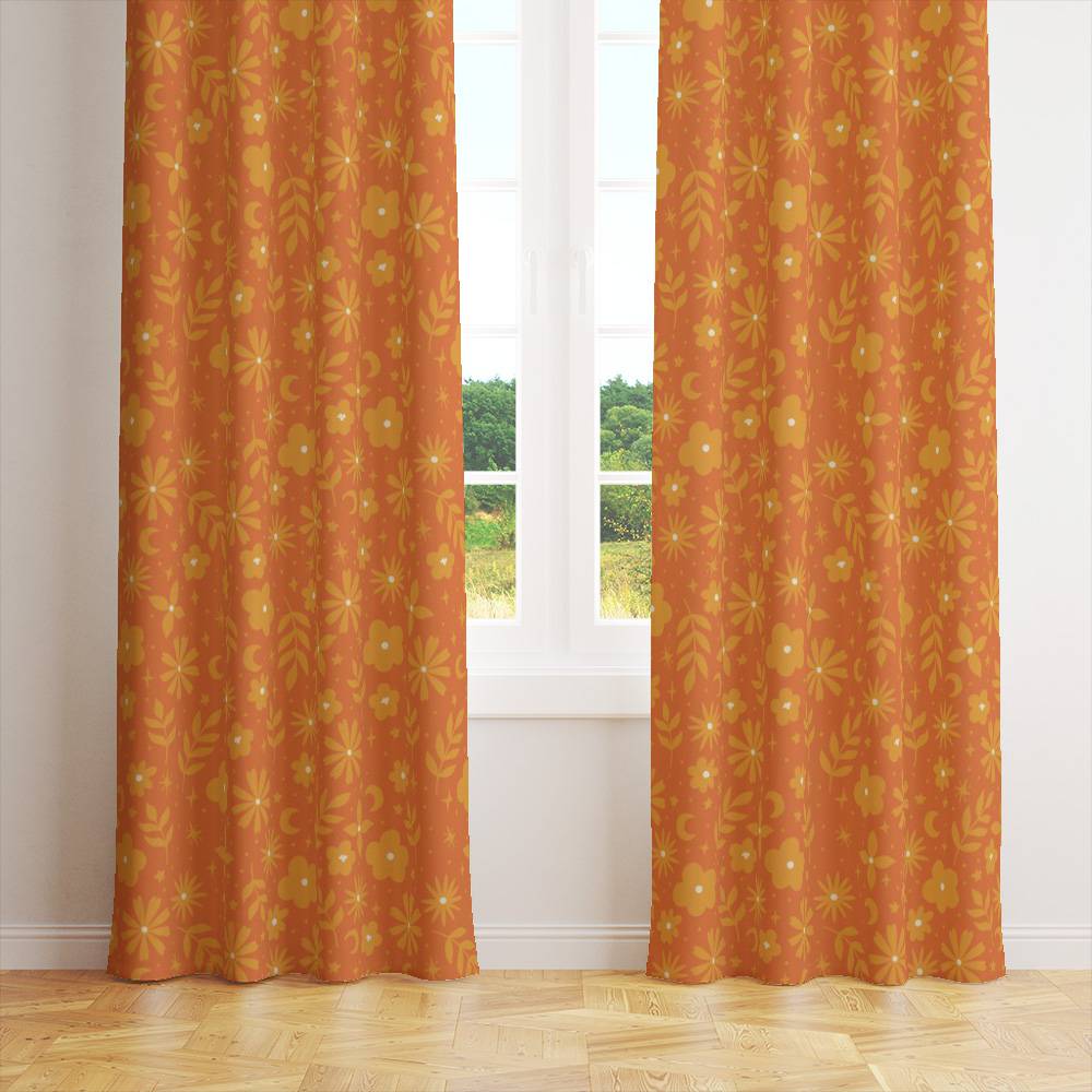 Шторы Shabu Оранжевый гербарий — 145×270