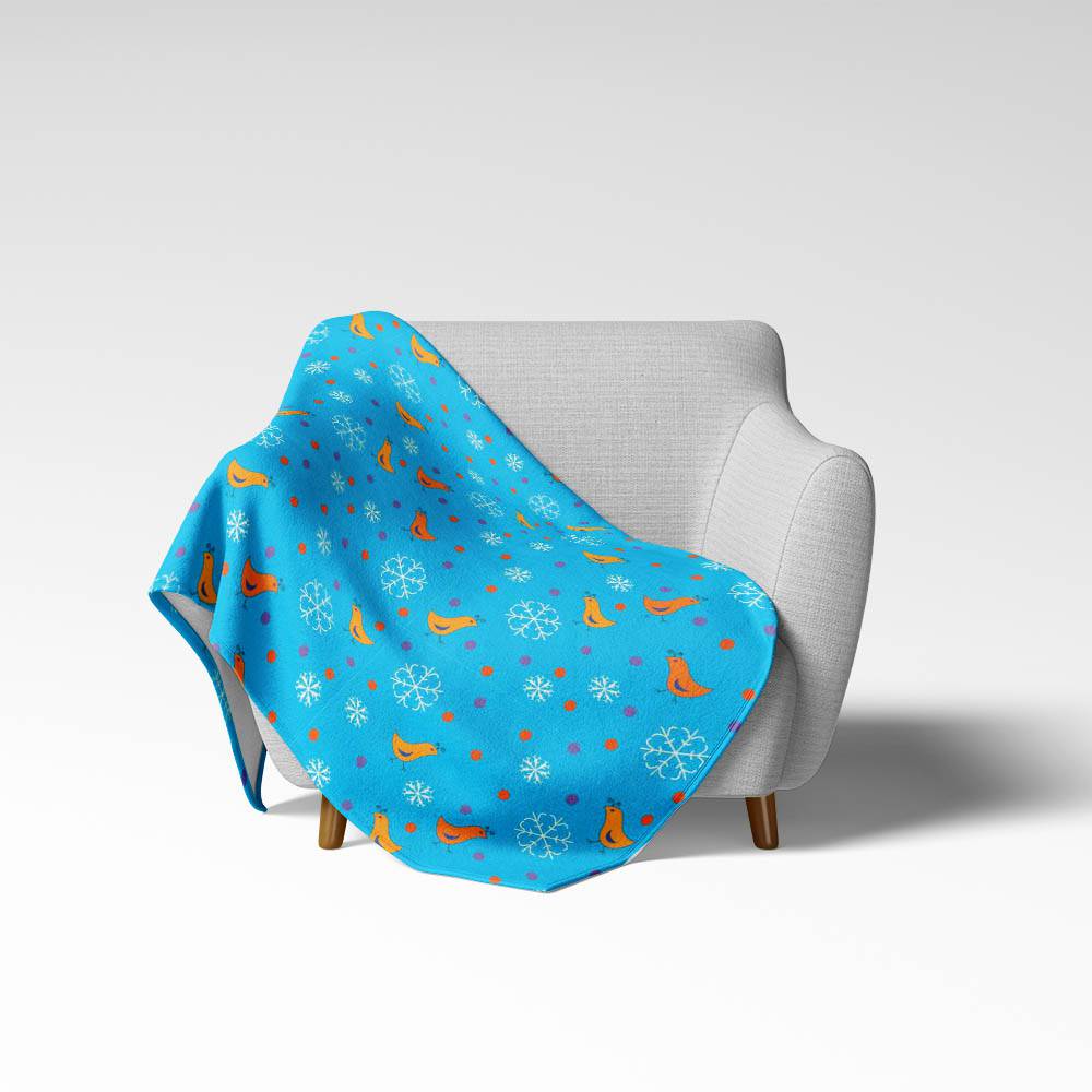 Флисовый плед Shabu Птички и снежинки