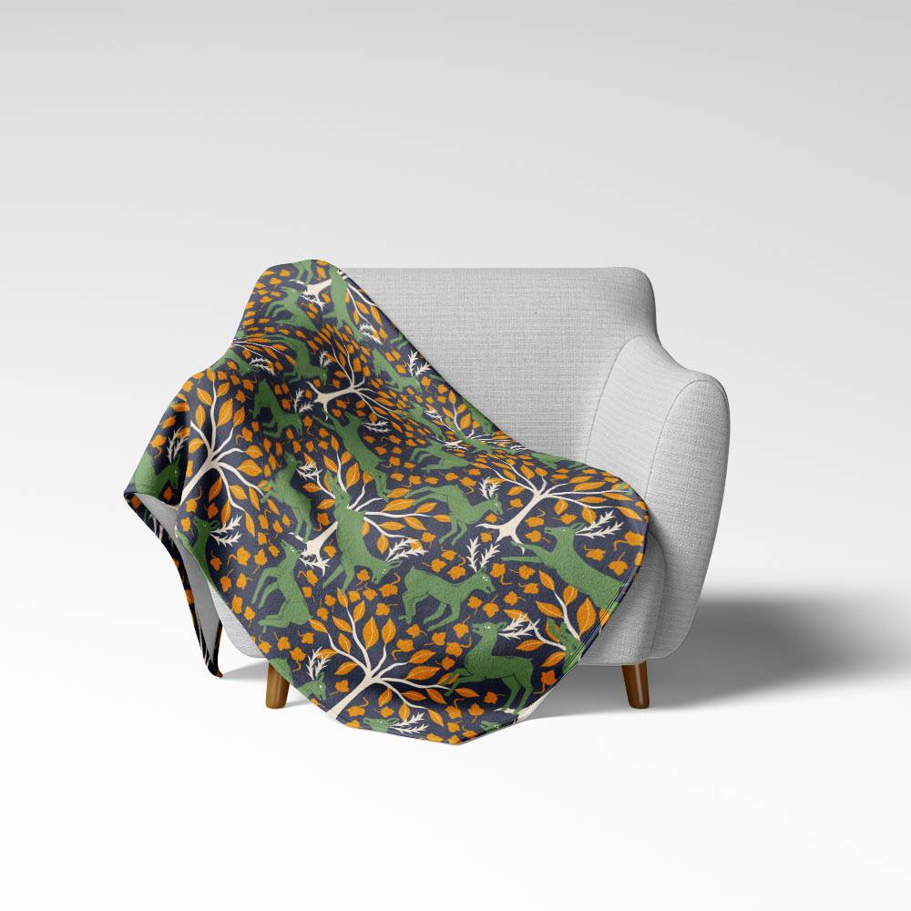 Флисовый плед Shabu Олени и лес